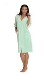 Moteriškas veliūrinis chalatas De Lafense 974 su užtrauktuku, M-3XL. - Image 6