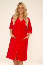 Moteriškas veliūrinis chalatas De Lafense 431 su užtrauktuku, M-4XL - Image 7