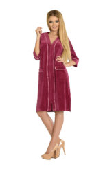 Moteriškas veliūrinis chalatas De Lafense 352 su užtrauktuku, 4XL-5XL - Image 6