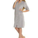 Moteriškas veliūrinis chalatas De Lafense 352 su užtrauktuku, 4XL-5XL