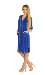 Moteriškas veliūrinis chalatas De Lafense 352 su užtrauktuku, 4XL-5XL - Image 5