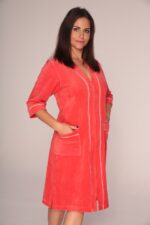 Moteriškas veliūrinis chalatas De Lafense 352 su užtrauktuku, 4XL-5XL - Image 4