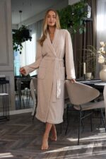 Moteriškas ilgas chalatas L&L 2558 Celeste M-2XL - Image 5