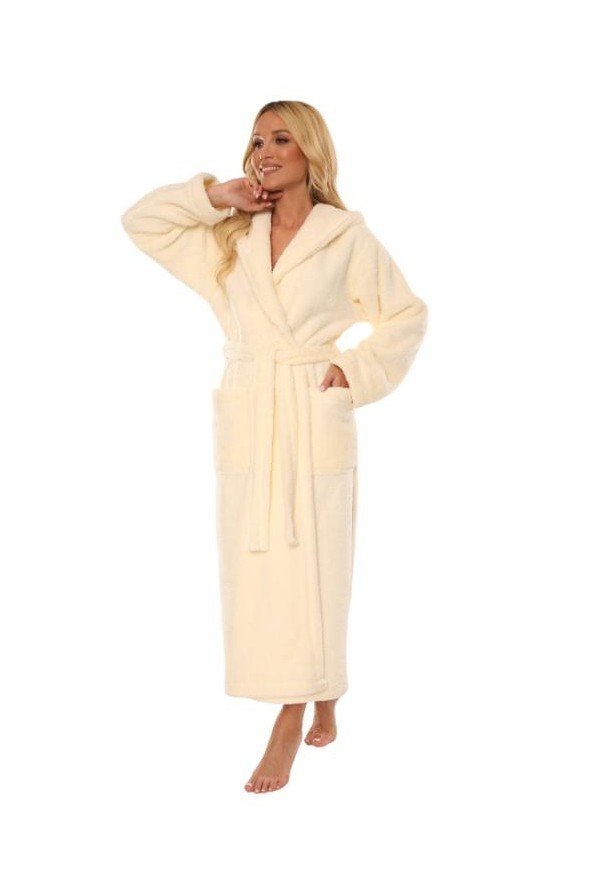 Moteriškas ilgas chalatas De Lafense 807 Luna su kapišonu S-XL - Image 3