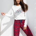 Pižama Sensis Maribel Interlock/Flanela ilgomis rankovėmis Christmas S-XL