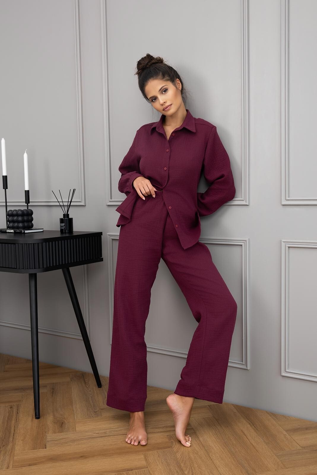 412024.jpg Piżama Sensis Colette dł/r Muślin S-XL rozpinana - Image 1