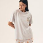 Pižama Henderson Ladies 42684 Naranja trumpomis rankovėmis S-2XL