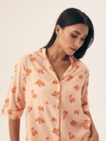 Pižama Henderson Ladies 42686 Naranja trumpomis rankovėmis S-2XL sagstoma - Image 3