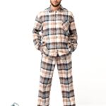 Pižama Key MNS 443 B25 ilgomis rankovėmis 3XL-4XL sagstoma vyriška