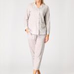 Pižama Key LNS 879 A26 trumpomis rankovėmis 2XL-3XL sagstoma