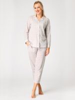 Pižama Key LNS 879 A26 trumpomis rankovėmis 2XL-3XL sagstoma
