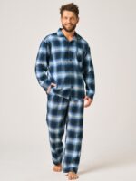 Pižama Key MNS 432 B26 ilgomis rankovėmis 3XL-4XL sagstoma