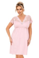 Moteriški naktiniai su nėriniais – Livia plus size pudros rožinė