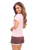 Moteriška pižama su nėriniais – Daphne short rožinė - Image 3