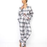 Pižama Sensis Ashlyn ilgomis rankovėmis XS-2XL sagstoma