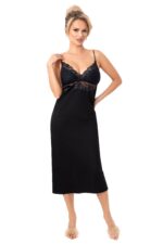 Elegantiški, ilgi naktiniai marškiniai - Jasmine long juodi - Image 2