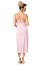 Ilgi elegantiški naktiniai marškiniai – „Jasmine long“ rožiniai - Image 3