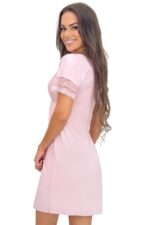 Naktiniai marškinėliai su nėriniais – Linda pudros rožinės spalvos - Image 3