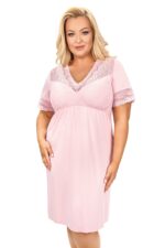 Naktiniai marškinėliai „Linda Plus Size“ pudros rožės spalvos - Image 2
